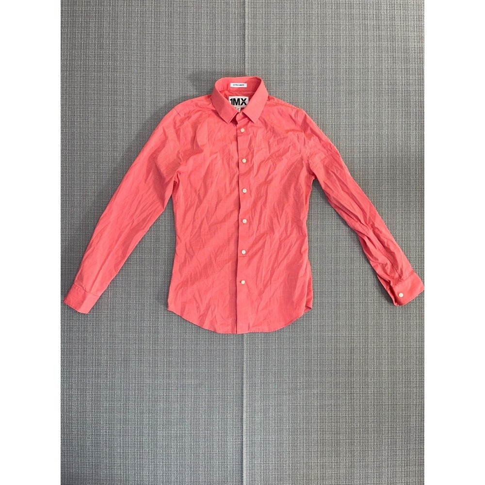 1MX by Express Shirt Womens XS Pink Cotton Stretch Extra Slim Fit Button Up